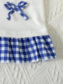 Blusa sin mangas casual para niñas con diseño de lazo, unicolor, adecuada para salidas de primavera/verano - Blanco - Ver 6