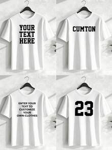 Customized Personalized T-Shirt, Men's Sports T-Shirt, Breathable, Christmas Gift - Add Text/Numbers Or Design Your Own Personalized Printed T-Shirt - White - View 2