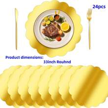 12/24 片装，33 厘米餐垫，一次性金色花卉图案餐垫，适用于圣诞节、餐厅、生日、派对、宴会、咖啡馆、毕业派对。 - 彩色 - 查看 8