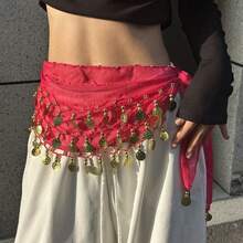 1 pieza Cadena para la cintura de baile, accesorio de baile del vientre de estilo hip hop callejero con monedas doradas cosidas a mano, multicolor, de tela metálica, decorativo y sexy para la cintura y falda, estilo bohemio y retro, para fiestas, vida nocturna, atuendos de playa, ropa y accesorios de festival - Multicolor - Ver 6