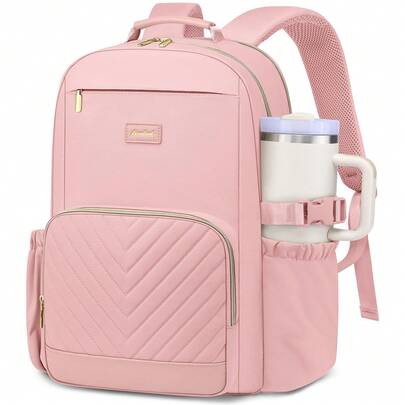 Laptop Backpack For Women Bookbag: 15.6 Inch Work School Backpacks With Pouch Pocket For Large Capacity Cup & USB Charger College Book Bag Outdoor Travel Business Nurse Teacher Bookbags Anti-Theft Back Pack Large Capacity Schoolbag Stylish Multi-Functional Multi-Layered Portable Cabin Bag