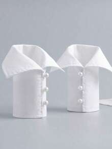 1 Pair Simple White Elegant Pearl Sleeve Cuffs, Suitable Autumn/Winter Decoration - Nhiều màu 2 - Xem 6