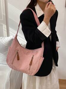 Large-Capacity Retro Casual Style Fashionable And Versatile Simple Bag, 2026 New Model Women's Crossbody Bag - Pink - View 8