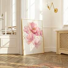3 piezas Impresiones de lienzo con flores elegantes doradas, rosas y grises | Arte de pared botánico moderno para dormitorio, sala de estar u oficina, póster de plantas abstractas, regalo para ella, sin marco - Multicolor - Ver 5