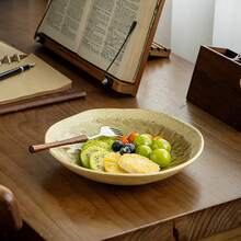 1pc Ceramic Irregular Shaped Salad/Dinner Plate, 9 Inches - Mustard Yellow - View 7