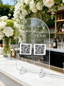 1 biển hiệu cưới bằng acrylic tùy chỉnh, giá đỡ acrylic cá nhân hóa với văn bản và mã QR tùy chỉnh, phù hợp cho trang trí đám cưới, bảng acrylic có thể tùy chỉnh với mã QR và văn bản, thích hợp cho trang trí địa điểm tổ chức đám cưới của cô dâu và chú rể. - Bình thường - Xem 5