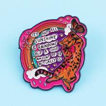 可爱瓶装黑猫珐琅徽章卡通动物语录胸针翻领别针徽章背包服装配饰珠宝礼品 - 黑色 - 查看 5