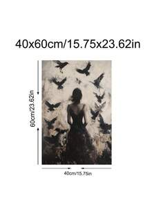 1pc Gothic Dark Woman Silhouette With Witchy Ravens Print, Moody Forest Decor, Festival Gift,Suitable For Bedroom,Living Room,Apartment,Wall Arts,Wall Decor,Home Decor,Room Decor, Canvas Wall Art, Posters, Wall Art With Frame, Optional Frame ﻿ ﻿ - A - View 13