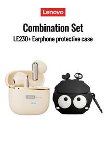 Lenovo LE230 In-Ear Bluetooth Earphones With Protective Case Set, Elegant Leather Design, HD Call Noise Cancellation, True Wireless Surround Sound, Bluetooth 5.0, Low Latency For Music, Gaming, Sports, Office, Suitable For Android, IOS, PC, Great Gift For Holidays - Beige Headphones + Coal Briquette Protective Case - View 13