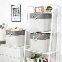 Fabric White Baskets For Shelves Set Of 3 Cube Storage Large Organizer Bins 13x13 Closet Storage Bins For Home Office Nursery Collapsible Storage Bins For Organization - 灰白 - 查看 7