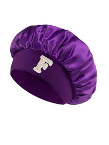 1 Pc A-Z Letter Hats Kids' Bonnet Hat Set Elastic Comfortable Headwear Sleeping Cap And Hairband Girls 3-8 Years Old - Purple - View 9