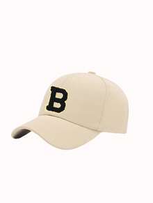 1pc Unisex A-Z Letter Pattern Baseball Cap, Casual Versatile Breathable Sun Protection Hat, Suitable For Daily Wear, Fashion Versatile, Can Be Used As Vacation Sun Hat/Christmas Gift - Beige - View 10