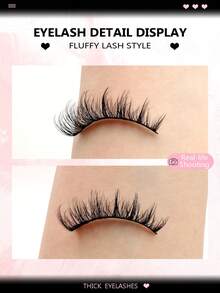 Asiteo 7对装蓬松卷翘猫眼假睫毛，自然浓密仿貂毛睫毛，奢华浓密效果，可重复使用且易于佩戴 - 濃密款 - 查看 3