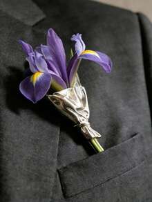 1 New Multifunctional Flower Brooch Design, Freely Wearable, Exquisite, High-Quality, Creative And Unique Design, Suitable For Daily Wear, Parties, And Events As A Unisex Accessory (Brooch Only, Flowers Not Included). Due To Different Batches Of Brooches, The Folds May Vary - Silver - View 3