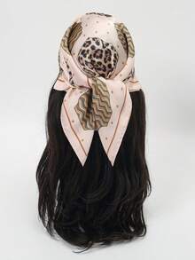 1pc Women's Bandana Geometric Patchwork Print Asymmetrical Textured Scarf - Multicolor - View 5