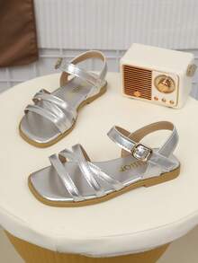 2026 New Fashion Casual One-Piece Children's Sandals, Unisex Design, Suitable For Summer Wear. Stylish, Elegant, Minimalist, High-Quality Kids Shoes. - Silver - View 4