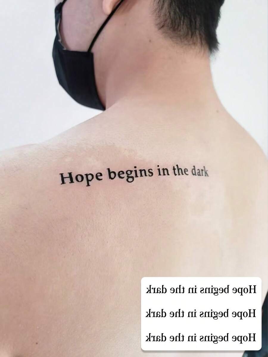 1pc Fashionable Niche Inspirational English Tattoo Sticker, Dark Vibe, Waterproof & Sweat-Proof, Suitable For Shoulder, Back, Arm - LA-646 - View 1