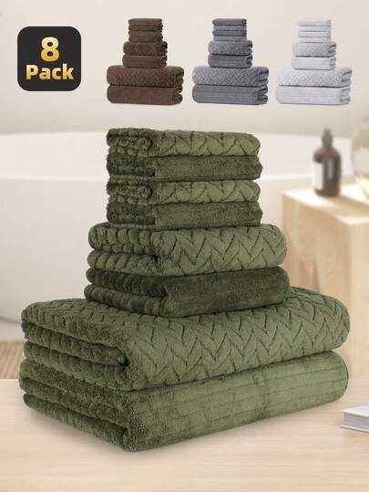 8pcs Luxury Polyester Towel Set [4pcs Handkerchiefs + 2pcs Face Towels + 2pcs Bath Towels] With Starry Sky + Striped Pattern, Absorbent Quick Dry, Soft & Skin-Friendly, Solid Color For All Seasons Use, Ideal For Bathroom, Beauty Salon, Swimming Pool, Beach, Outdoor Sports, Travel, Kitchen, Guests, Halloween, Thanksgiving Gifts, Also Can Be Used As Autumn Decor, Halloween Decor Shower Towels For Beauty Salon, Hotel Sports,Home Essentials, Towel, Skin Care