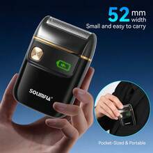 1pc Mini Portable Reciprocating Single Head Electric Shaver, Digital Display Men's Shaving Razor - Black - View 7