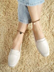 New Women Summer Chunky Heel Shoes Solid Color Casual Fashion Sandals Low Heel Slip-On Shoes (Please Order One Size Up As The Shoes Run Small) - Beige - View 5