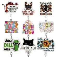 1pc DISCO Rotating Crocodile Clip Retractable ID Badge Holder Reel For Workplace - Multicolor - View 1