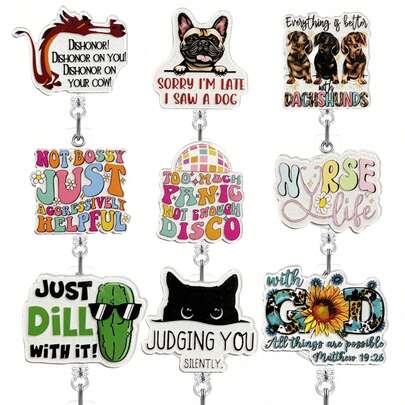 1pc DISCO Rotating Crocodile Clip Retractable ID Badge Holder Reel For Workplace