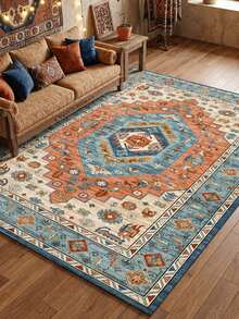 1pc Faux Wool Blend (1000g/㎡) Thick Non-Slip Dotted Bottom Bohemian Style Area Rug, Nordic Retro Boho Modern Holiday Carpet, Moroccan Machine Washable Patio Porch Picnic Outdoor Decor, Indoor Doormat, Non-Slip Short Pile Easy Maintenance - Multicolor - View 5