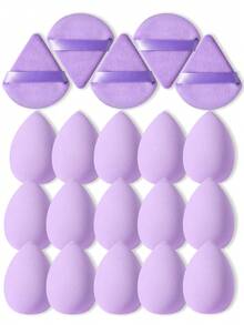 20件套化妆工具套装，包括：15个化妆海绵+5个三角粉扑 - 淡紫色 - 查看 10