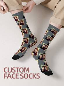 1 Pair Custom Face Socks, Custom Photo Sock, Custom Printed Socks, Personalized Funny Face Socks, Custom Picture Socks, Put Any Face On The Socks, Anniversary Gift,Dawg,Colorful,Cute,Adorable,Contracted,Funny,Custom,Unique,Customized,Personalized,Ideal Gifts For Him,Ideal Gifts For Her,Boyfriend,Girlfriend,Family,Friends,Grandparents,Her,Underwear & Sleepwear,Christmas Home Atmosphere,Anniversary Gift, Valentine Gift, Birthday Gift, Wedding Gift - Multicolor - View 5
