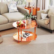 Mesa de centro de acrílico, pequeña mesa redonda moderna para sala de estar, 23.6' de profundidad x 23.6' de ancho x 16.5' de alto (naranja), YXCJ-DA - rosa - Ver 6