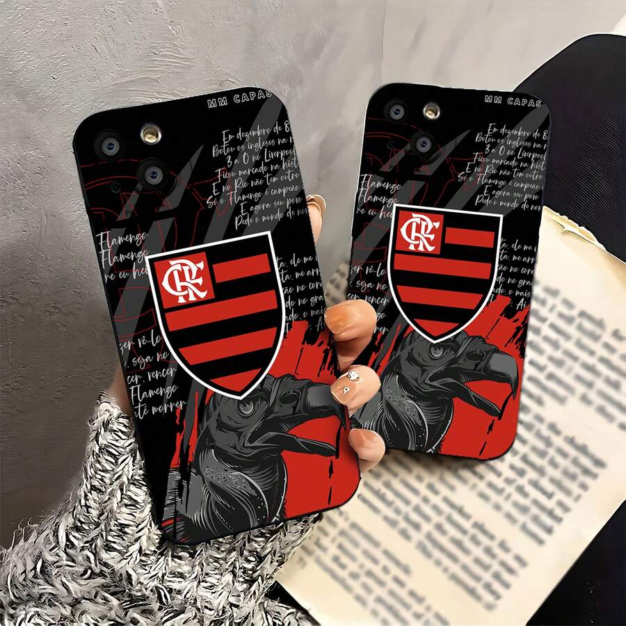 Emblema del Flamengo con ilustración de un pájaro sobre fondo. Esta elegante funda es compatible con Samsung, Apple, OPPO, , etc. Fabricada en TPU flexible, resistente a golpes y arañazos, ofrece una excelente protección contra caídas y un agarre cómodo. Es un regalo ideal para familiares, amigos y seres queridos, y una opción perfecta para festivales. - Negro - Ver 1
