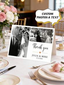 1 Thiệp Cảm ơn Đám cưới Tùy Chỉnh Ảnh & Văn Bản, Thiệp Ảnh Cặp Đôi Đen Trắng Cá Nhân Hóa, Thiệp Tiệc Cưới, Thiệp Tiệc Cô Dâu, Thiệp Ngày Valentine - Nhiều màu - Xem 6