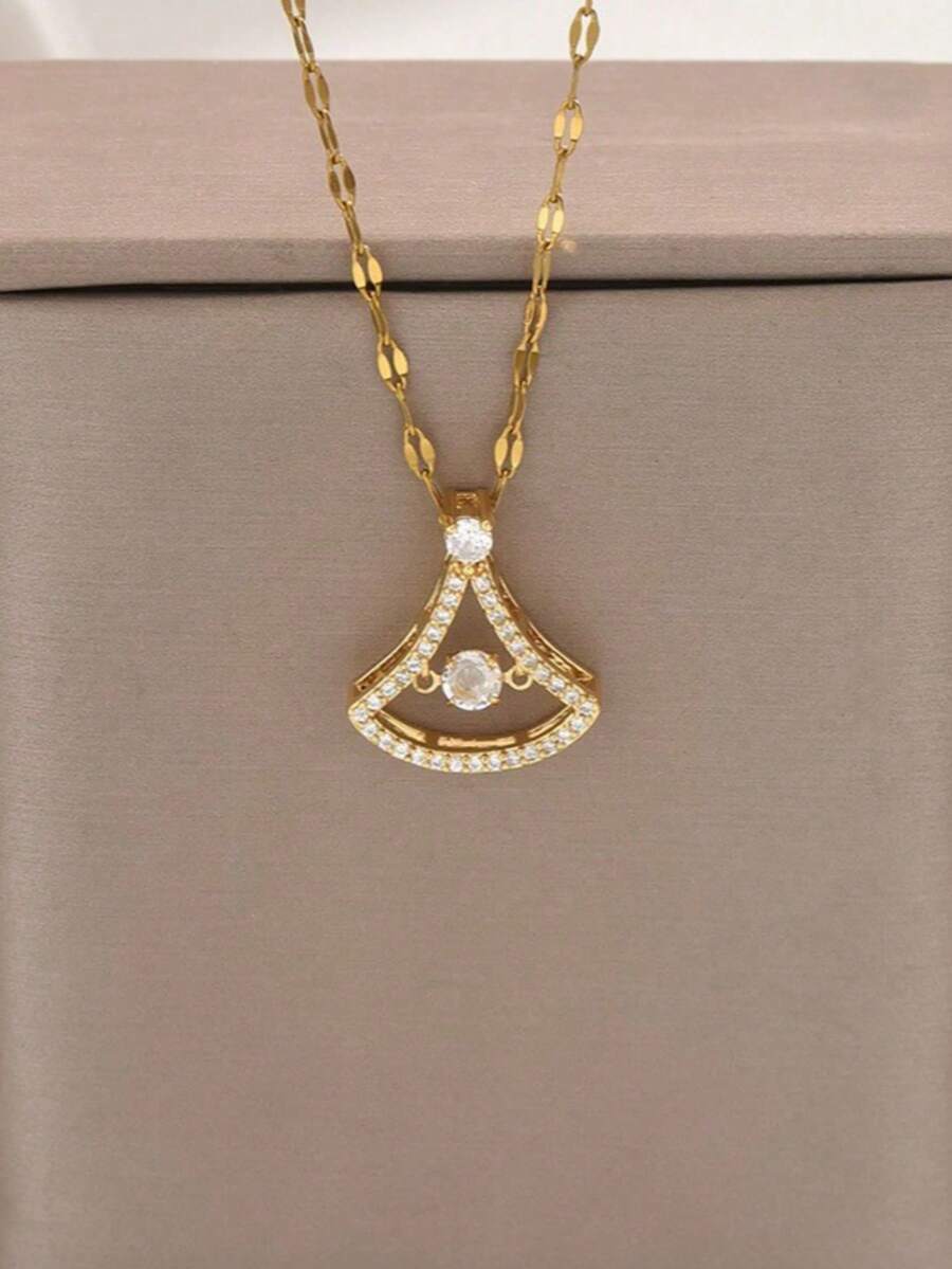 1 chiếc dây chuyền mặt dây vàng dáng xòe, kiểu dáng thanh lịch và sang trọng, thích hợp cho hẹn hò, làm quà tặng và đeo hàng ngày (Đóng gói trong túi OPP) - Vàng - Xem 1