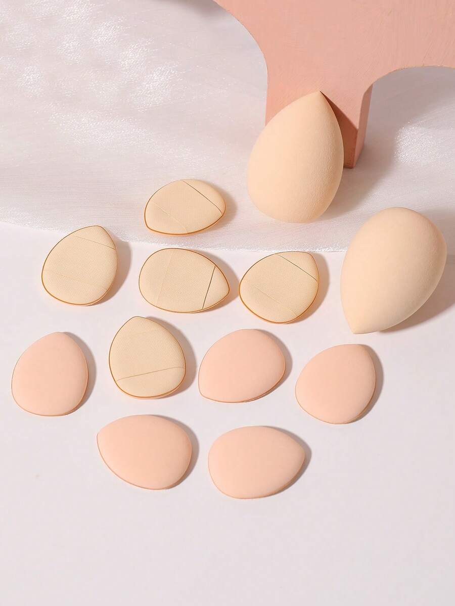 2PCS Makeup Sponges+10PCS Mini Air Cushion Powder Puffs - Multicolor - View 1