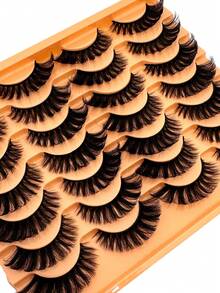 14 Pairs Russian Volume Fluffy False Eyelashes, DD Curl Classic Cat Eye Mink Lashes, Criss-Cross Lashes, Soft Natural Lash Extension Makeup, Lengthening And Enlarging Eyes, Creating Dramatic Thick Effect Suitable For Parties And Celebrations - russian strip lashes - View 4