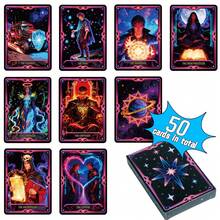 50pcs Classic Neon Tarot Cards, Fortune Telling & Insight High-End Paper Card Game, Party Interactive Card Game - Black - View 1