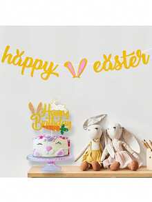 Happy Easter Themed Party Decorations Pull Flag Rabbit Ears Banner - Multicolor - View 6
