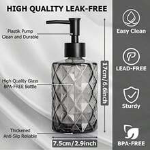 dispensador de jabon baño 330ml-dispensador de jabon 11onzas dispensador de jabon cocina dispensador de jabón de manos y platos para fregadero de cocina con Bomba de Plástico plata transparente-B029 - Negro11 - Ver 2