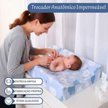 Trocador De Fraldas Anatômico Impermeável Menino Menina para Cômoda e Berço 01 Peça - NUVEM AZUL - Visão 10