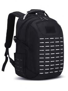 Tactical Backpack With Reflective Strips And USB Port, Backpack For Outdoor Hiking, Camping, Cycling - Black - View 2