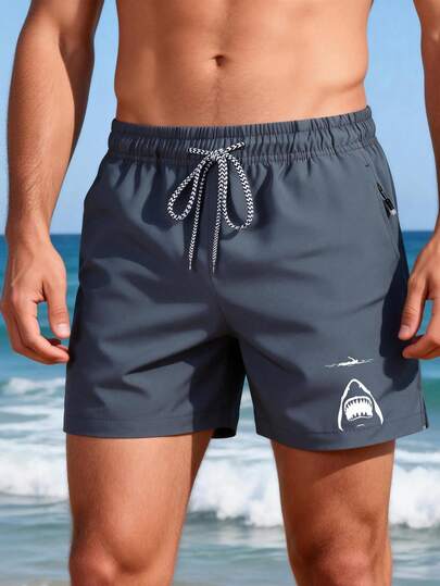 Pantalones cortos de playa de verano de secado rápido para hombres, bermudas con cordón de unicolor estampado, adecuados para la playa, vacaciones, actividades al aire libre, correr