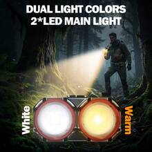 1支双光束白/暖光手电筒 - 独立聚光和泛光控制，实时电量显示，大容量电池仓，适用于洞穴探险、徒步旅行和路边救援 - 款式A - 查看 10