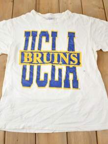 Vintage 1980s  Bruins Collegiate T- Made In USA. - White - View 1