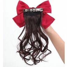 弹簧夹红色蝴蝶结发圈 - Dark Brown - 查看 13