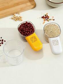 1pc Multi-Functional Rice Scoop/Kitchen Measuring Spoon For Flour/Grains, Large Capacity With Scale, Detachable Handle, Material, Anti-Insect Box - Multicolor - View 2