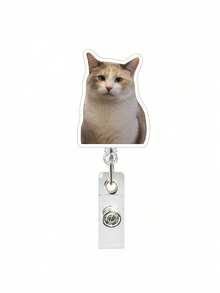 1pc Expandable Acrylic Cat Expression ID Card Holder Keychain, Suitable For Doctors/Nurses, Students, Back To School - Multicolor - View 16