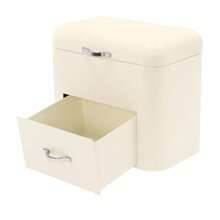 Metal Bread Boxes, 2 Layer Iron Bread Storage Bin Kitchen Container With Top Lid And 1 Drawer Large Capacity Bread Fresh Keeper Organizer For Farmhouse Kitchen Counter (Milky White) - Milky White - View 5