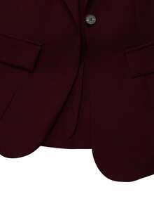 Women's Solid Color Blazer Jacket, Fashionable Pockets & Lapel, Loose Fit For Office & Casual Wear, Lightweight Version Suitable For Spring & Summer - Burgundy - View 6