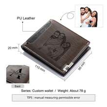 1pc Customized Photo Men's Wallet, Personalized Minimalist Slim Wallet, Gift For Dad Husband Grandpa - Dark Grey - View 5