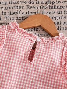 Bộ quần áo 2 món cho bé gái, gồm áo không tay bèo nhún và quần cạp chun, set quần áo 2 món cho trẻ nhỏ. - Hồng - Xem 4